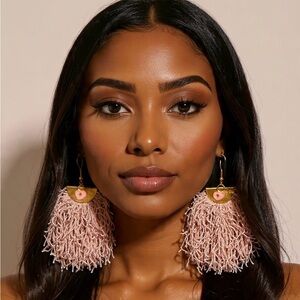 Elegant Pink Tassel Earrings